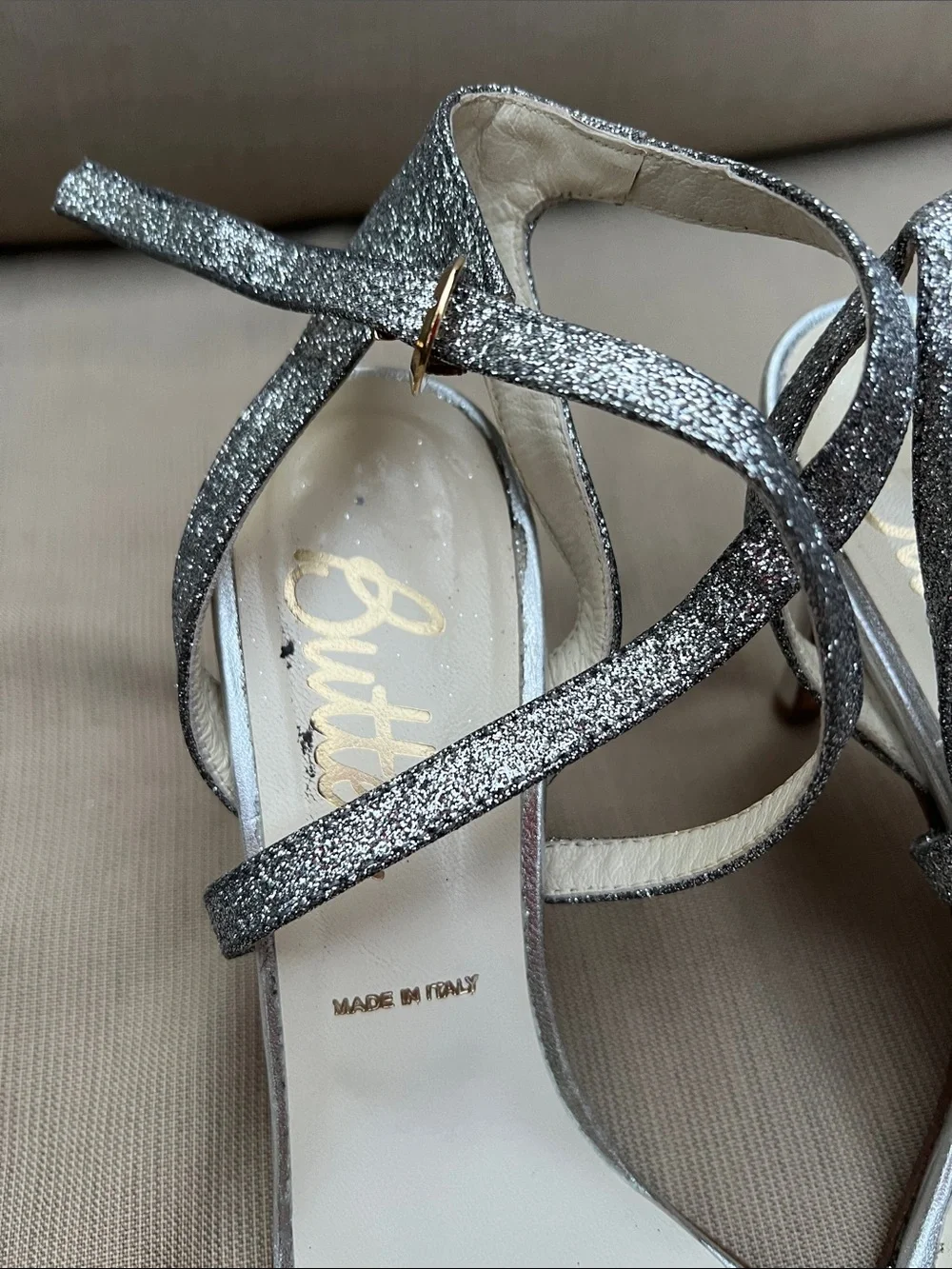 Butter Made in Italy Metallic Strappy Heels Sandals Size 9 Leather